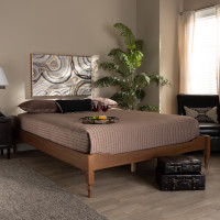 Baxton Studio MG0011-Ash Walnut-Full Laure French Bohemian Ash Walnut Finished Wood Full Size Platform Bed Frame